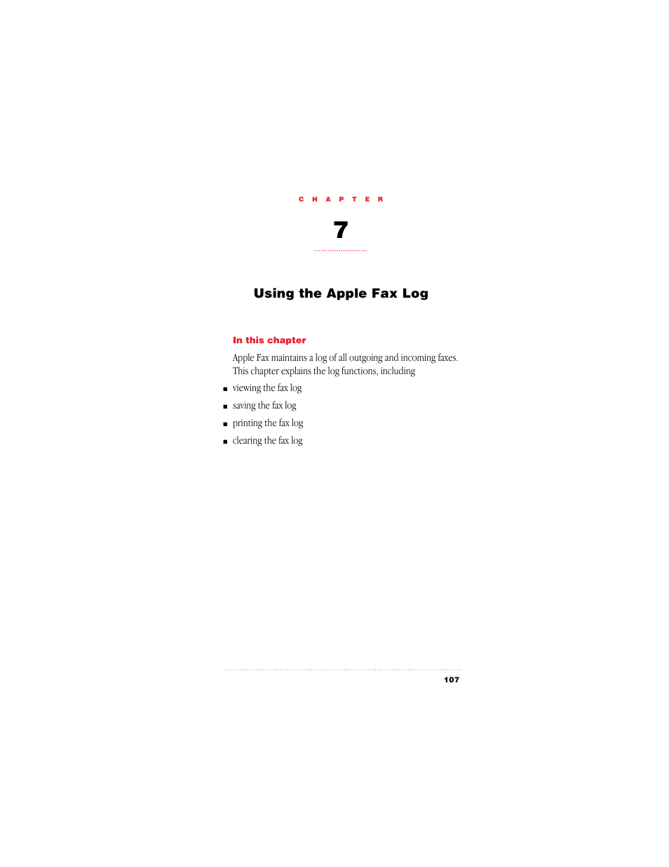 Using the apple fax log | Apple Fax User Manual | Page 120 / 152