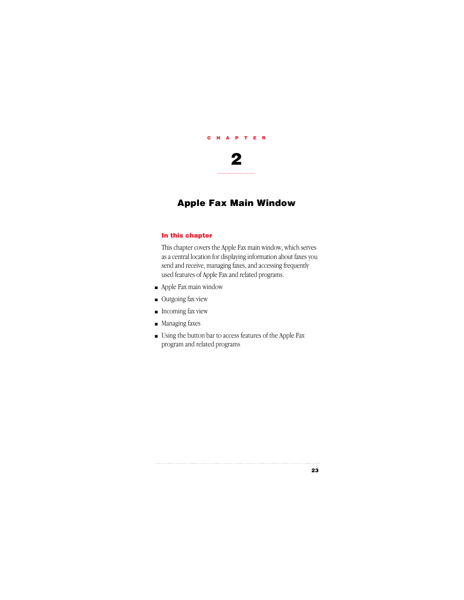 Apple fax main window | Apple Fax User Manual | Page 36 / 152