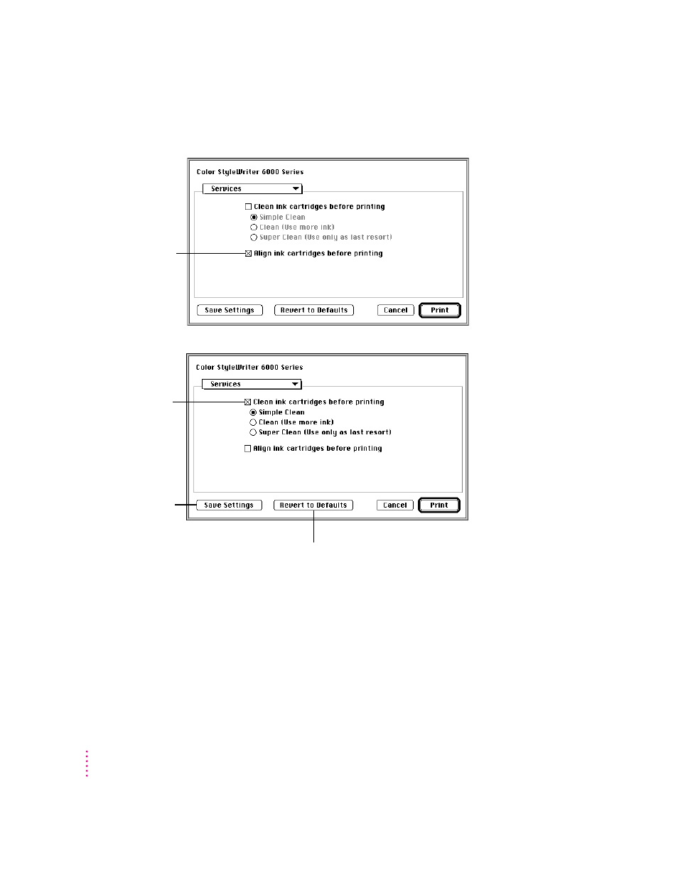 Services in the print dialog box | Apple Color StyleWriter 6500 User Manual | Page 46 / 125