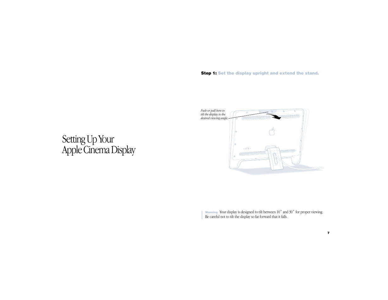 Setting up your apple cinema display | Apple Cinema Display User Manual | Page 7 / 21