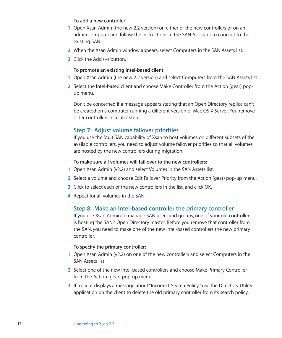 Step 7: adjust volume failover priorities | Apple Xsan 2 (Third Edition) User Manual | Page 12 / 15