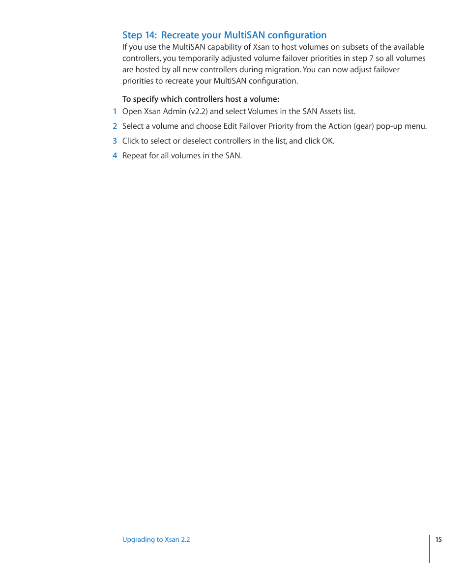 Step 14: recreate your multisan configuration | Apple Xsan 2 (Third Edition) User Manual | Page 15 / 15