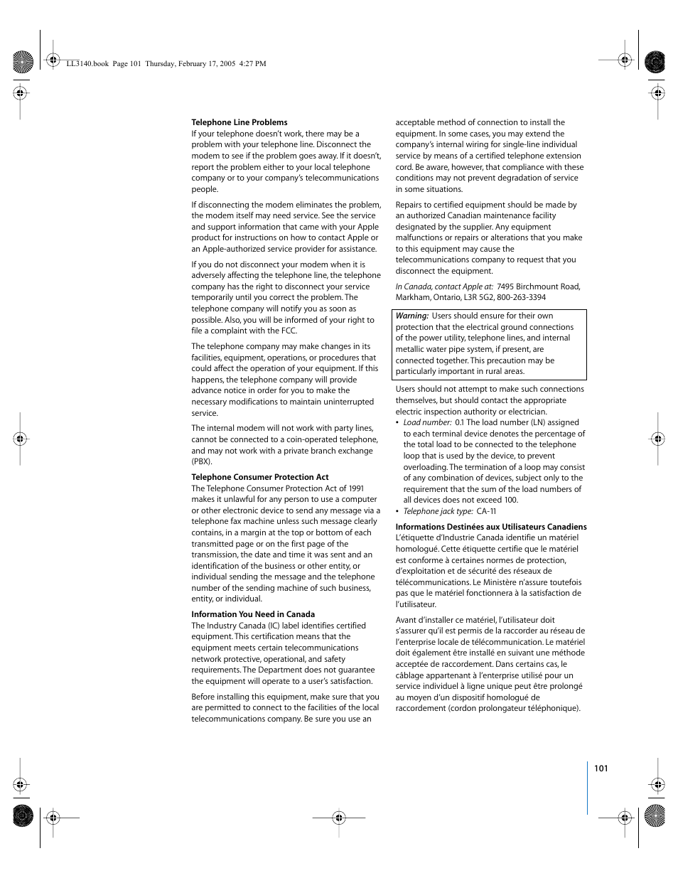 Apple PowerBook G4 (17-inch, 1.67 GHz) User Manual | Page 101 / 112