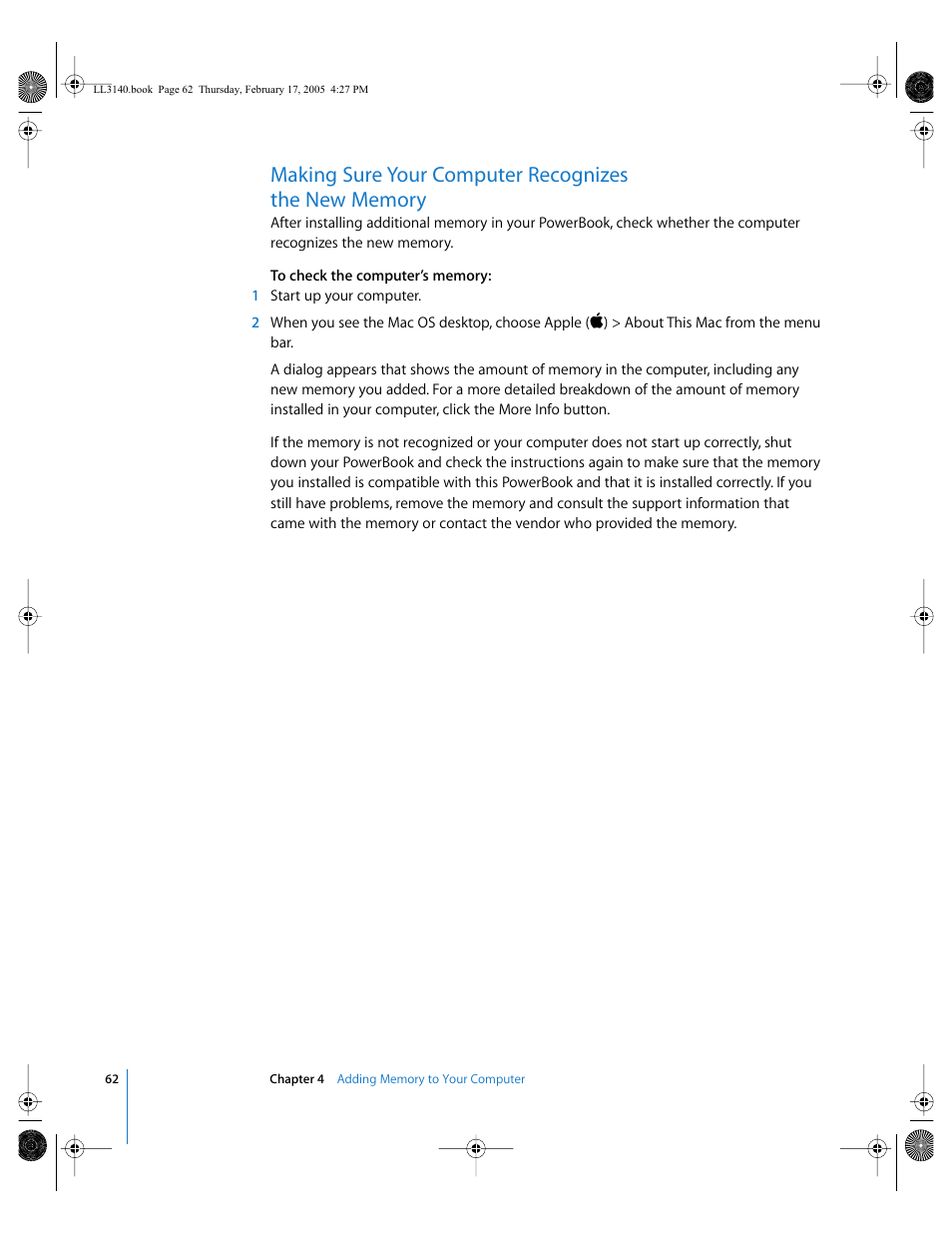 Apple PowerBook G4 (17-inch, 1.67 GHz) User Manual | Page 62 / 112