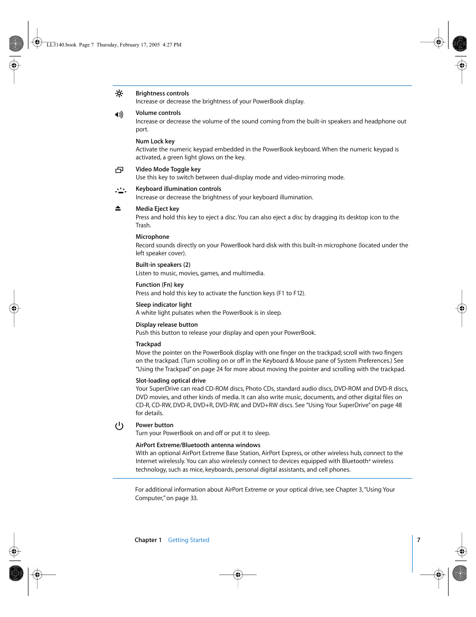 Apple PowerBook G4 (17-inch, 1.67 GHz) User Manual | Page 7 / 112