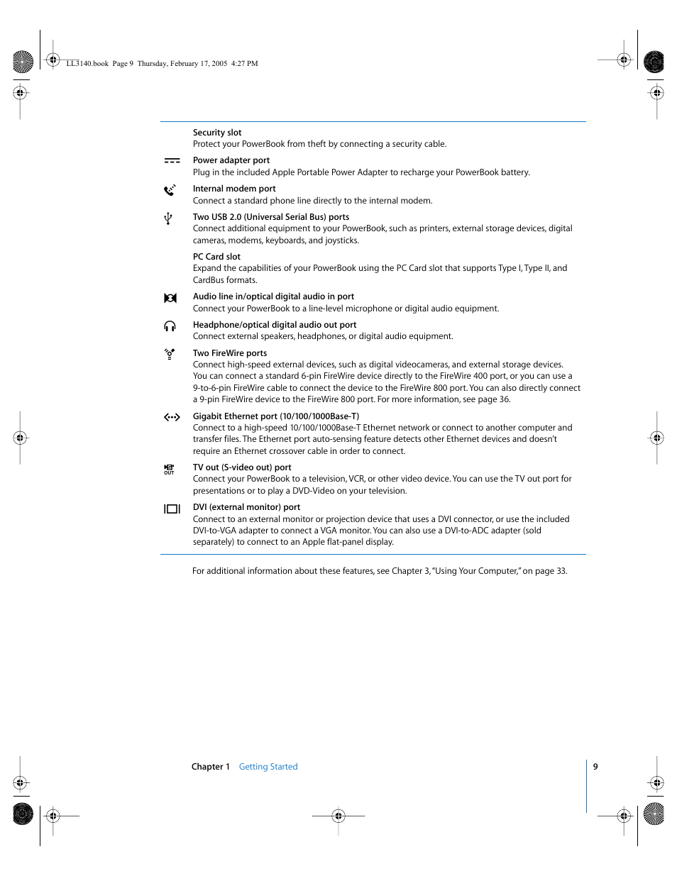 Apple PowerBook G4 (17-inch, 1.67 GHz) User Manual | Page 9 / 112