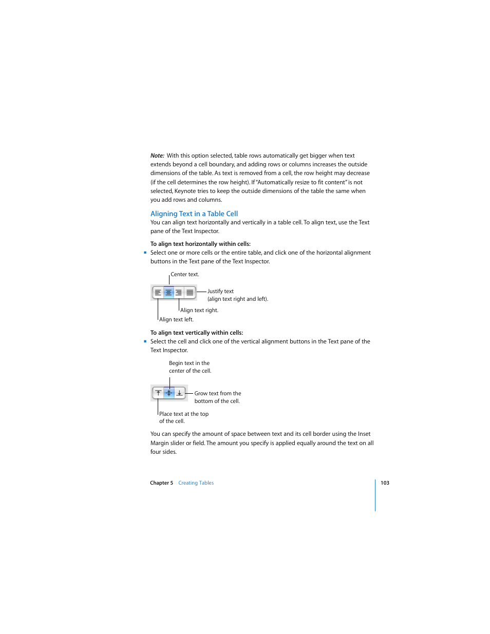 Aligning text in a table cell | Apple Keynote 3 User Manual | Page 103 / 187