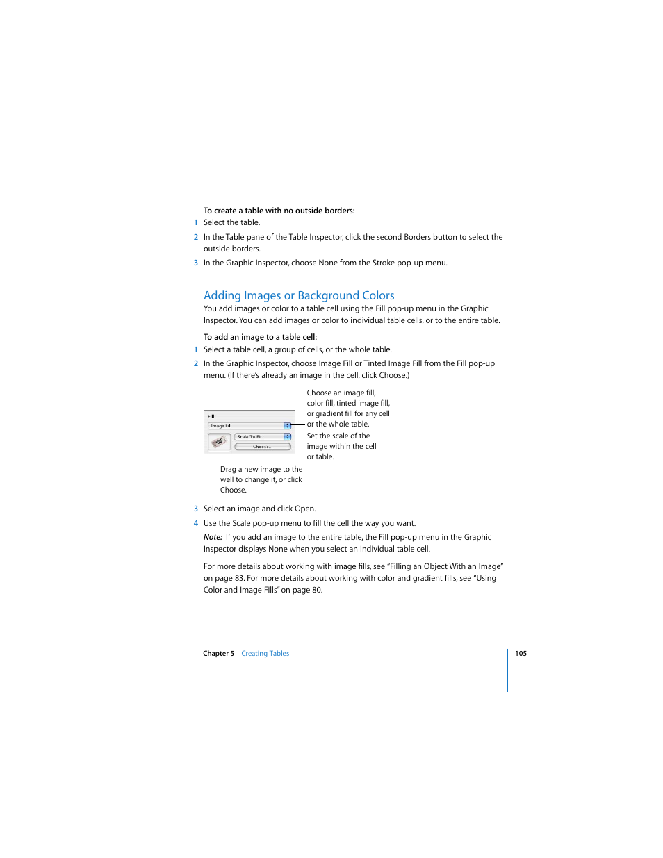 Adding images or background colors | Apple Keynote 3 User Manual | Page 105 / 187