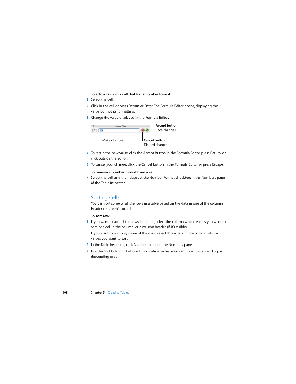 Sorting cells | Apple Keynote 3 User Manual | Page 108 / 187