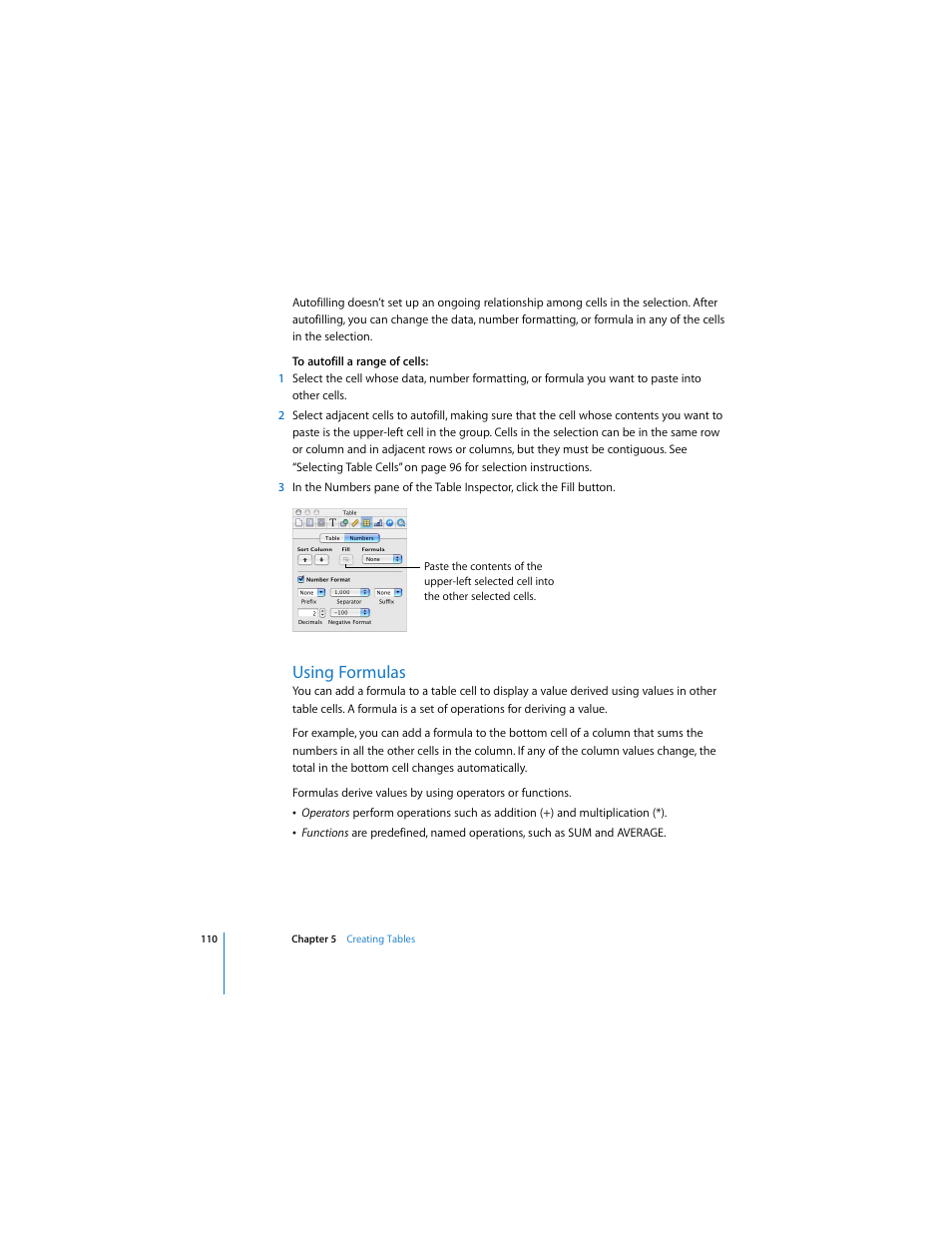 Using formulas | Apple Keynote 3 User Manual | Page 110 / 187