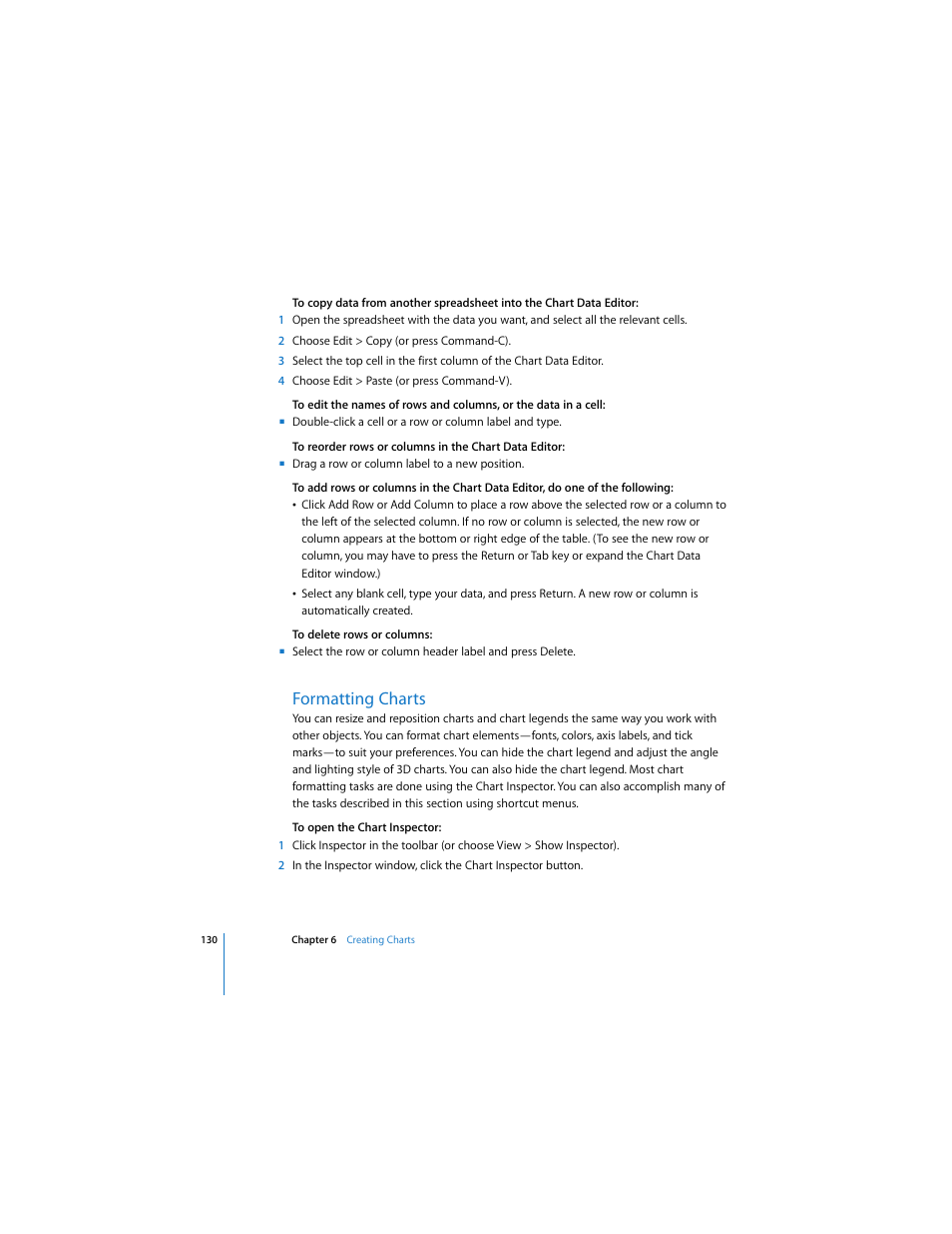 Formatting charts | Apple Keynote 3 User Manual | Page 130 / 187