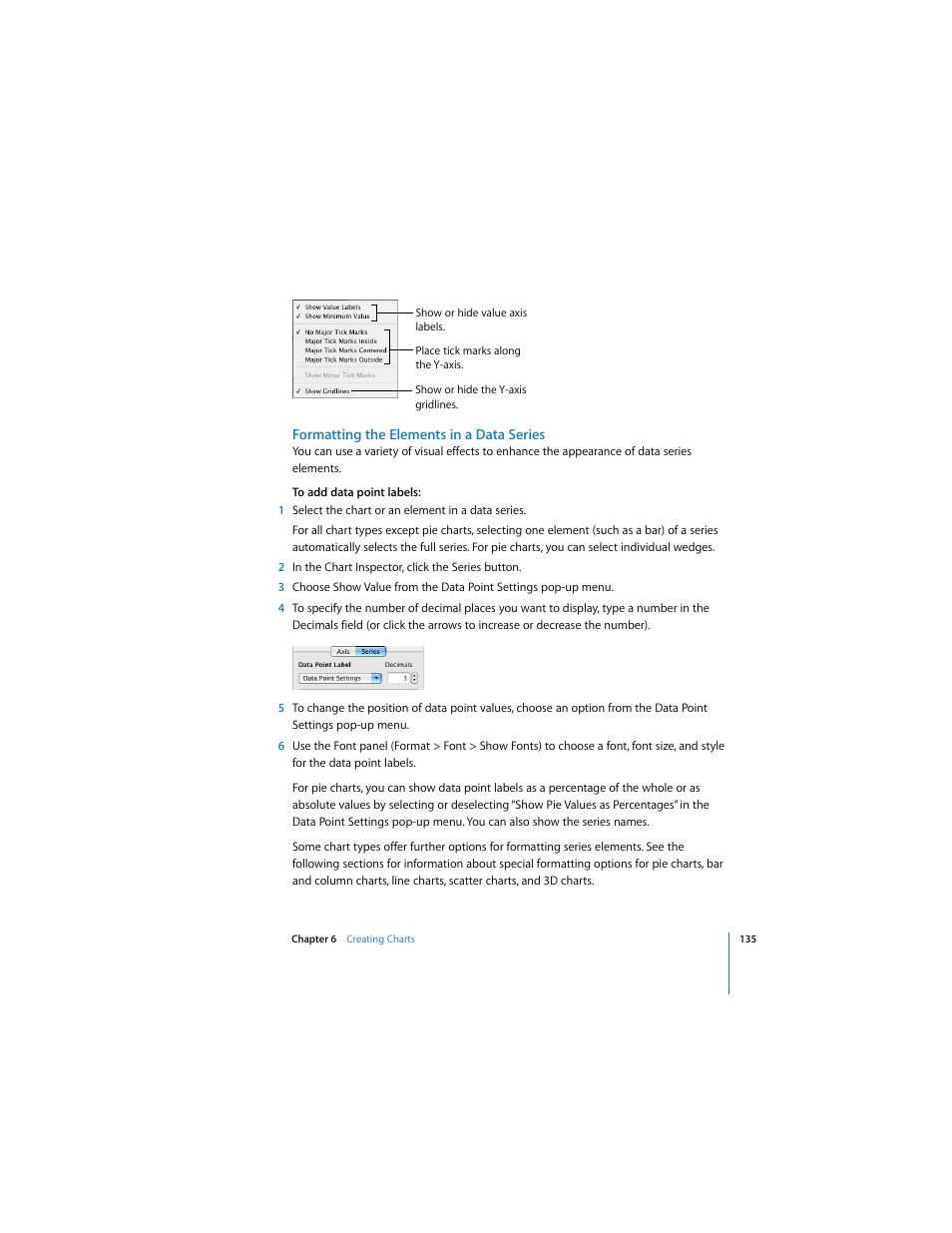 Formatting the elements in a data series | Apple Keynote 3 User Manual | Page 135 / 187