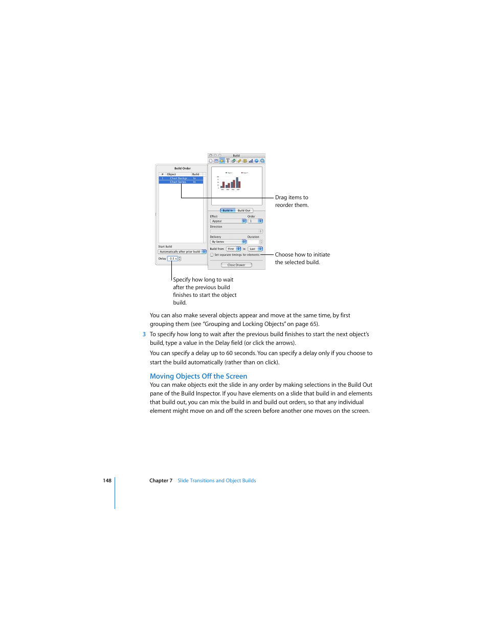 Moving objects off the screen | Apple Keynote 3 User Manual | Page 148 / 187
