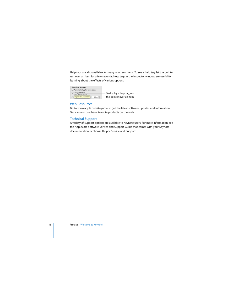Web resources, Technical support | Apple Keynote 3 User Manual | Page 18 / 187