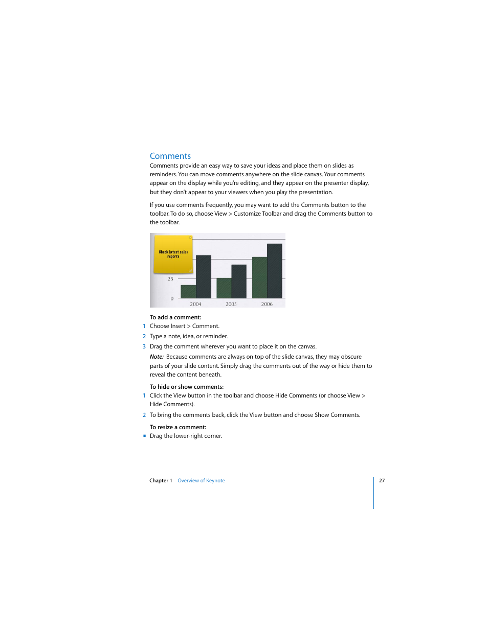 Comments | Apple Keynote 3 User Manual | Page 27 / 187