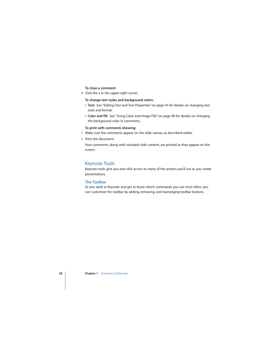 Keynote tools, The toolbar | Apple Keynote 3 User Manual | Page 28 / 187