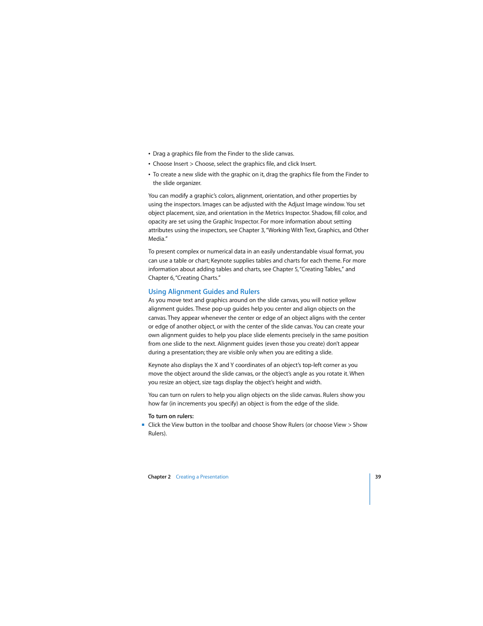 Using alignment guides and rulers | Apple Keynote 3 User Manual | Page 39 / 187
