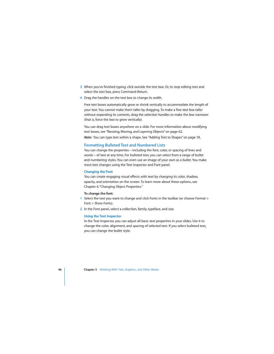 Formatting bulleted text and numbered lists | Apple Keynote 3 User Manual | Page 46 / 187