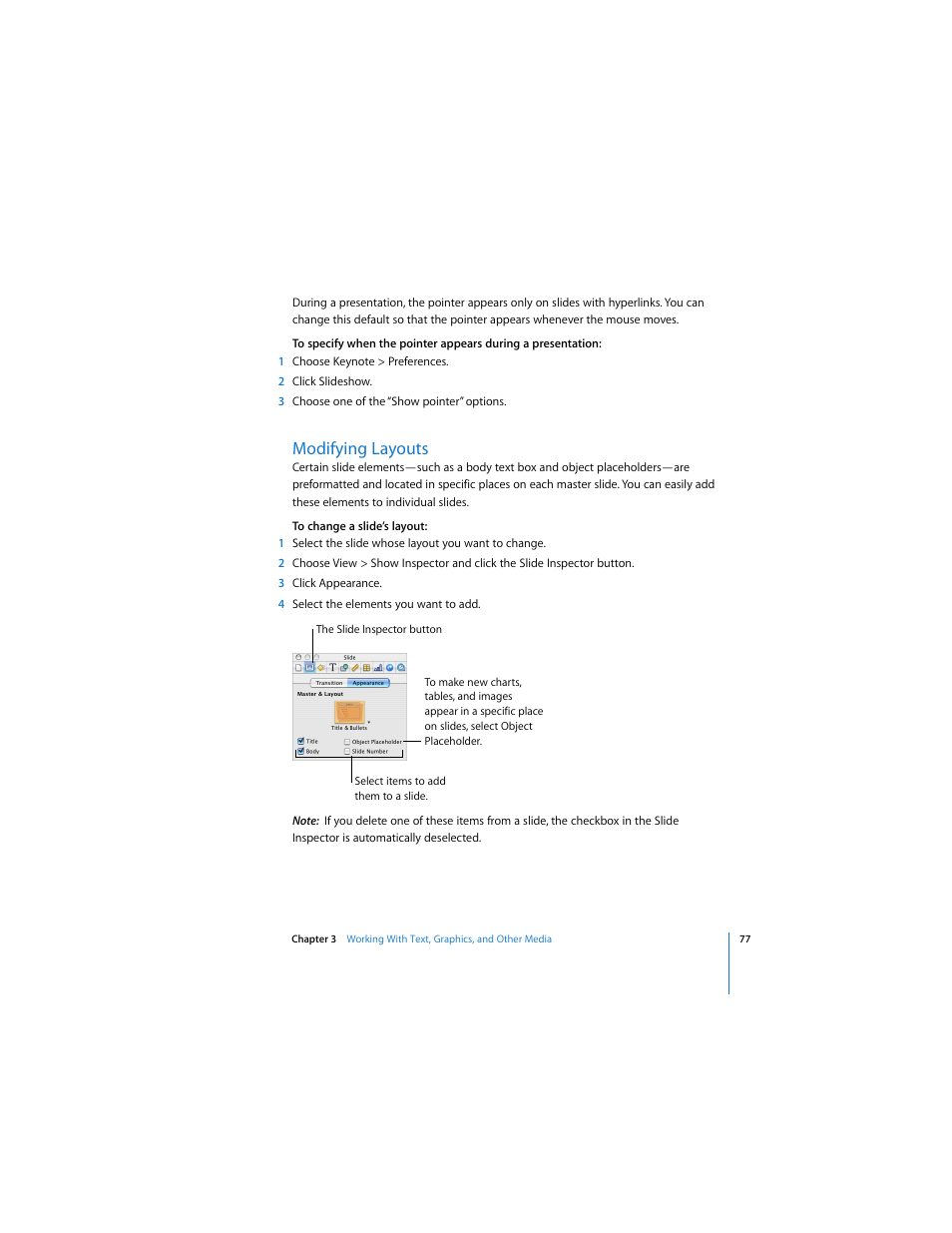 Modifying layouts | Apple Keynote 3 User Manual | Page 77 / 187