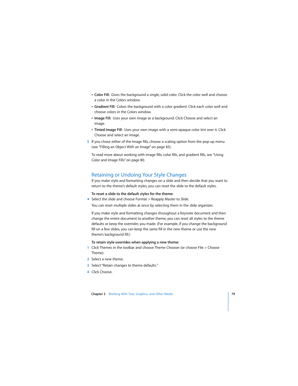 Retaining or undoing your style changes | Apple Keynote 3 User Manual | Page 79 / 187