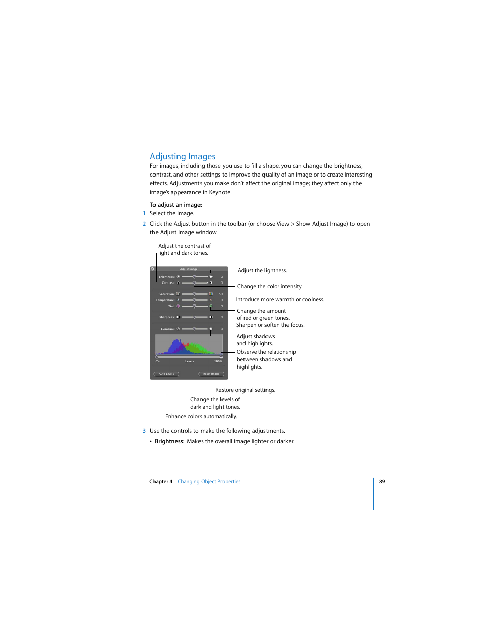 Adjusting images | Apple Keynote 3 User Manual | Page 89 / 187