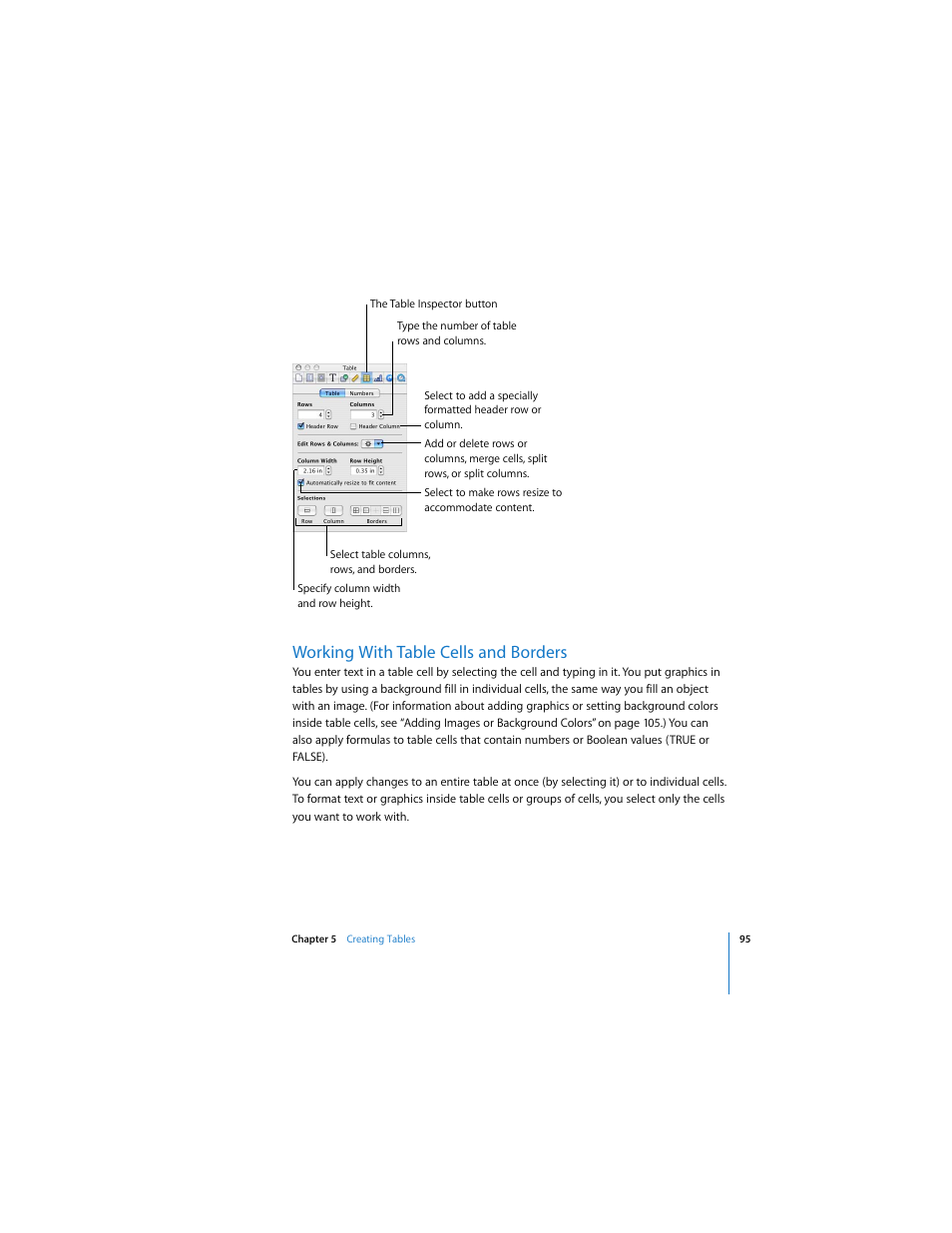 Working with table cells and borders | Apple Keynote 3 User Manual | Page 95 / 187