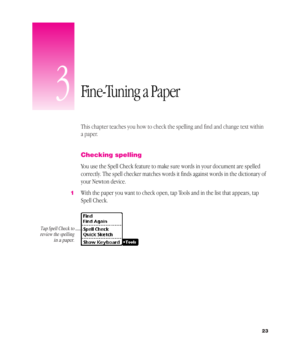 Fine-tuning a paper | Apple Newton Works Word Processor User Manual | Page 23 / 37
