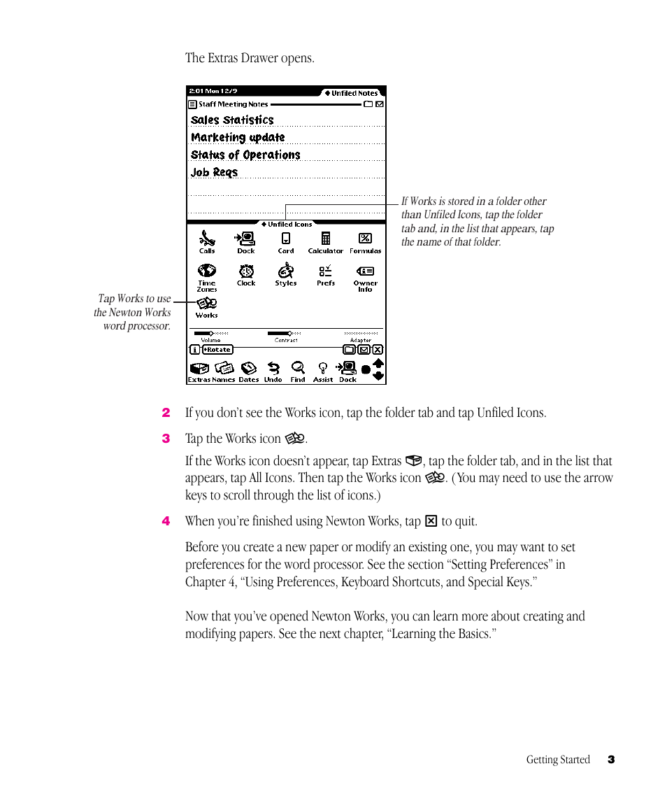 Apple Newton Works Word Processor User Manual | Page 3 / 37