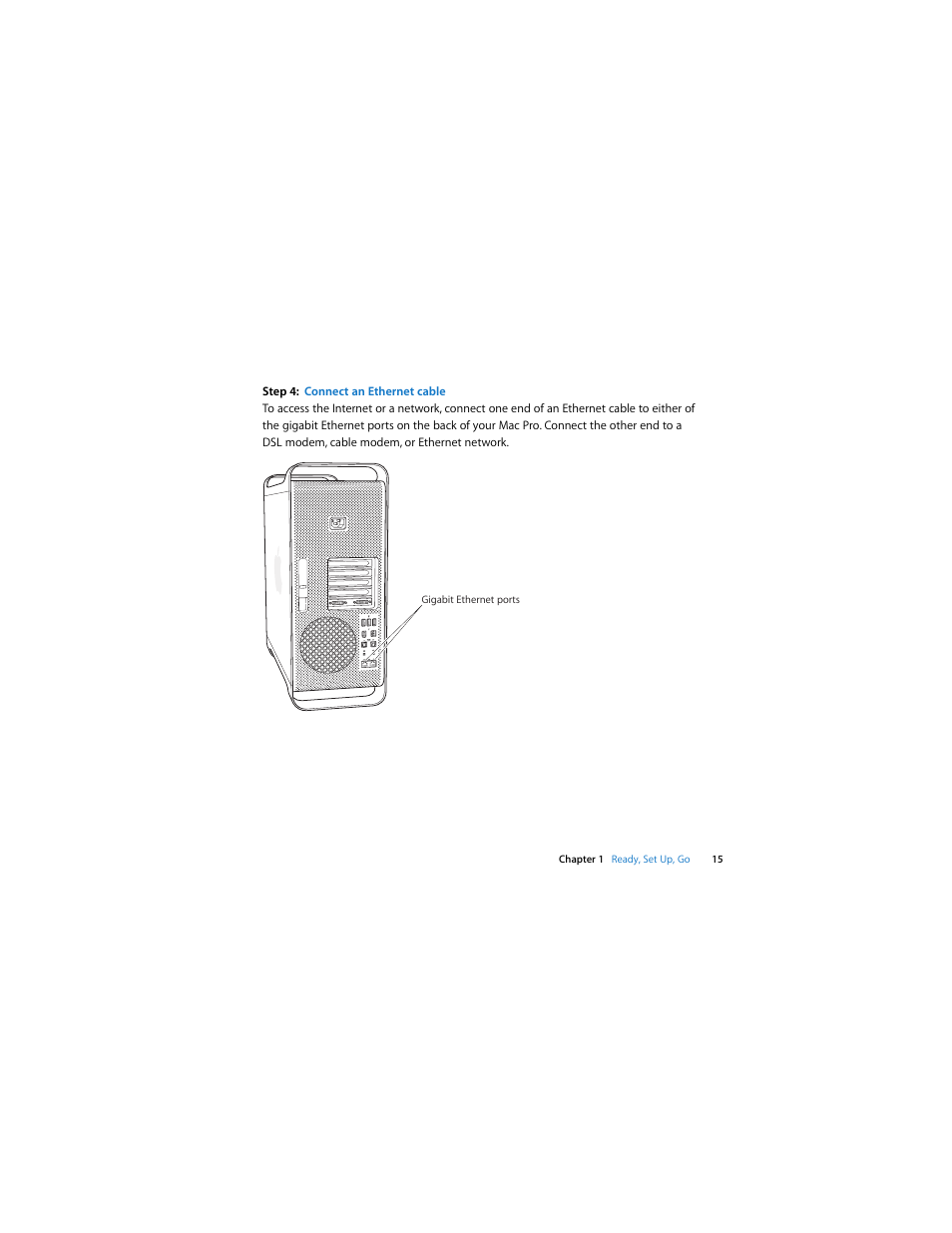 Step4: connect an ethernet cable | Apple Mac Pro (Early 2008) User Manual | Page 15 / 120