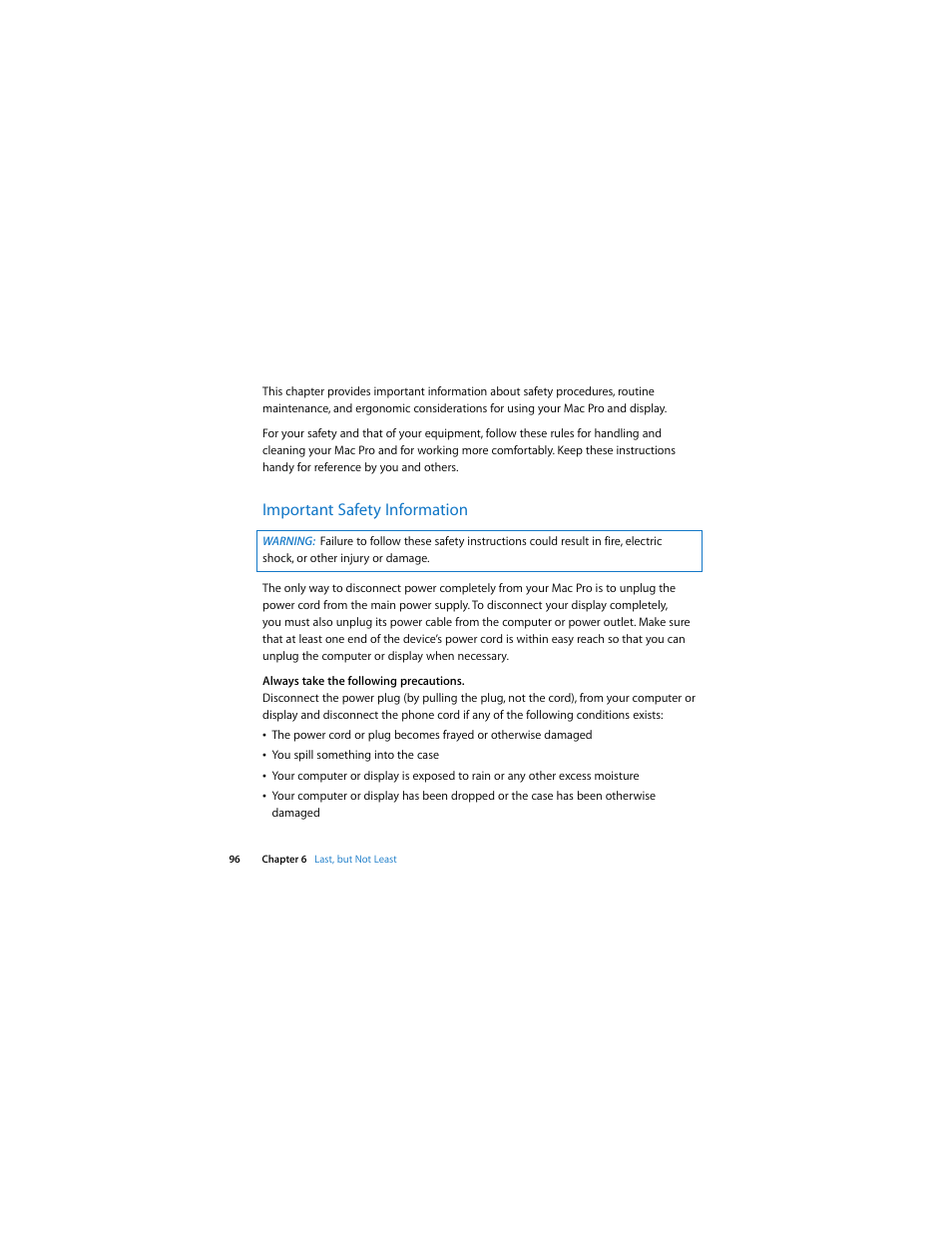 Important safety information | Apple Mac Pro (Early 2008) User Manual | Page 96 / 120