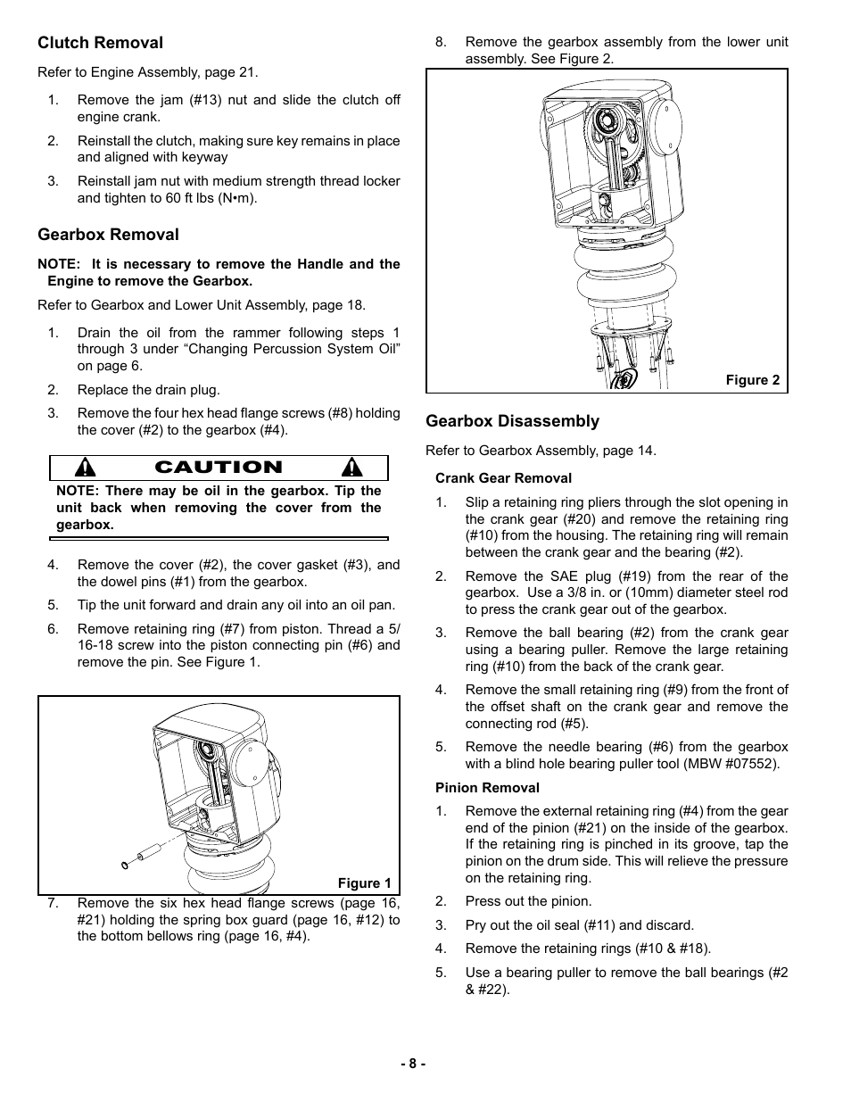 Clutch removal, Gearbox removal, Gearbox disassembly | MBW R422 User Manual | Page 11 / 29