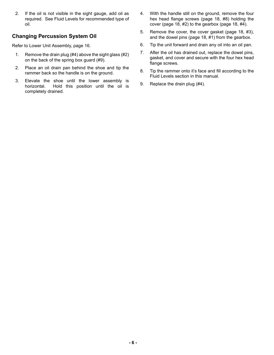 Changing percussion system oil | MBW R422 User Manual | Page 9 / 29