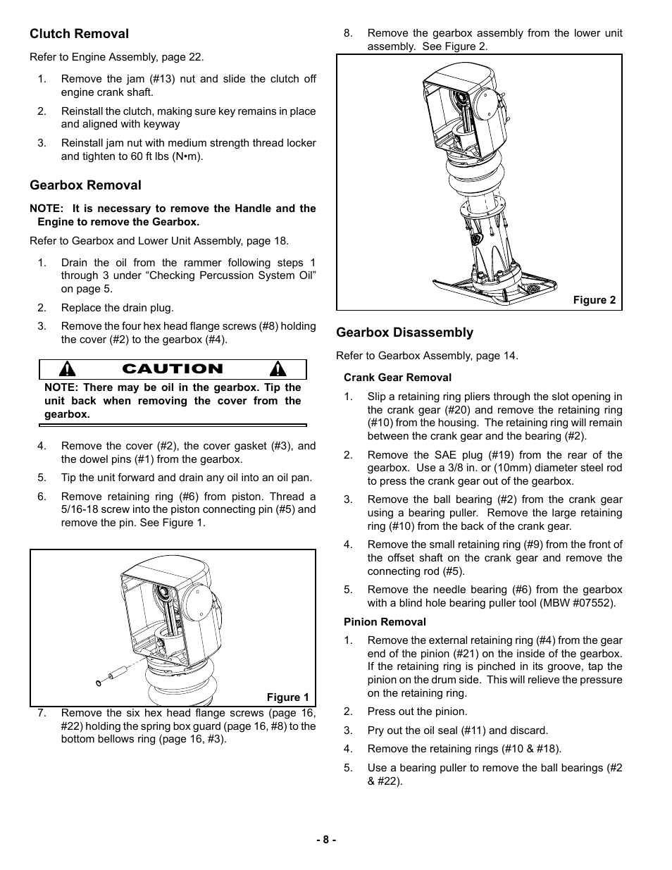 Clutch removal, Gearbox removal, Gearbox disassembly | MBW R442 User Manual | Page 11 / 29