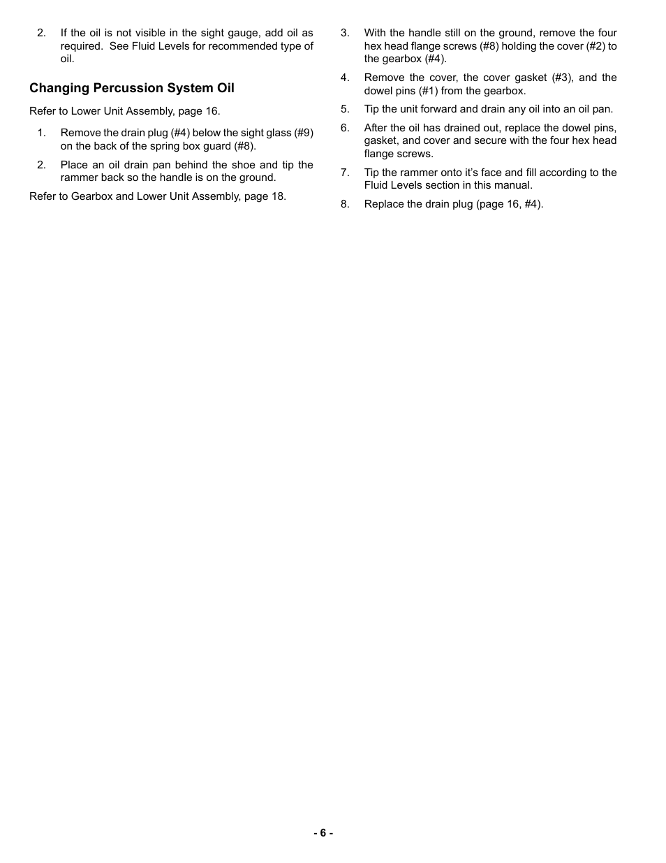Changing percussion system oil | MBW R442 User Manual | Page 9 / 29