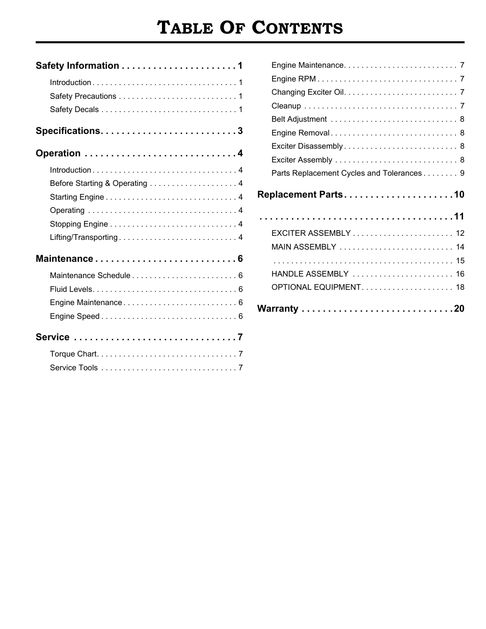Able, Ontents | MBW GP18 User Manual | Page 2 / 25