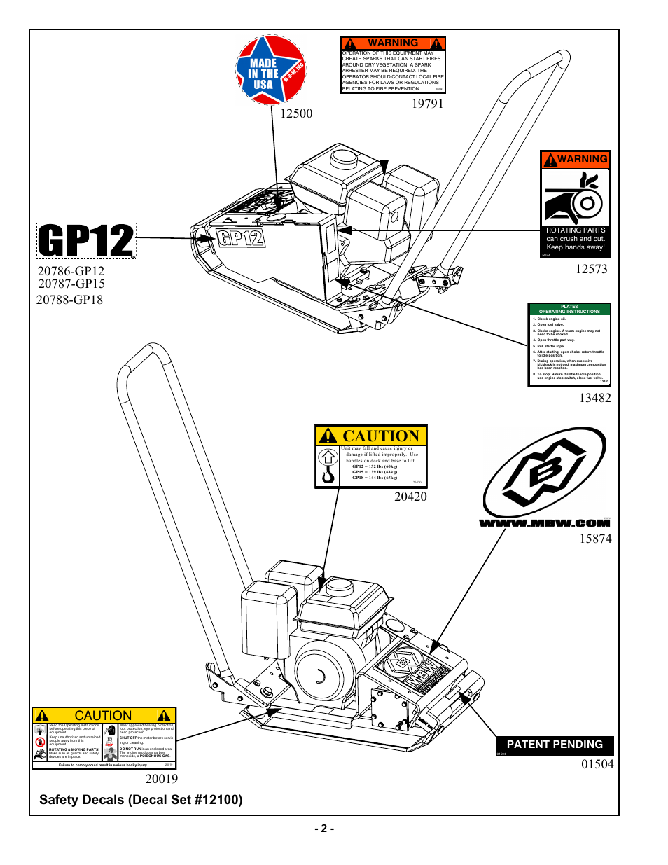 Caution, Patent pending, Warning | MBW GP18 User Manual | Page 5 / 25
