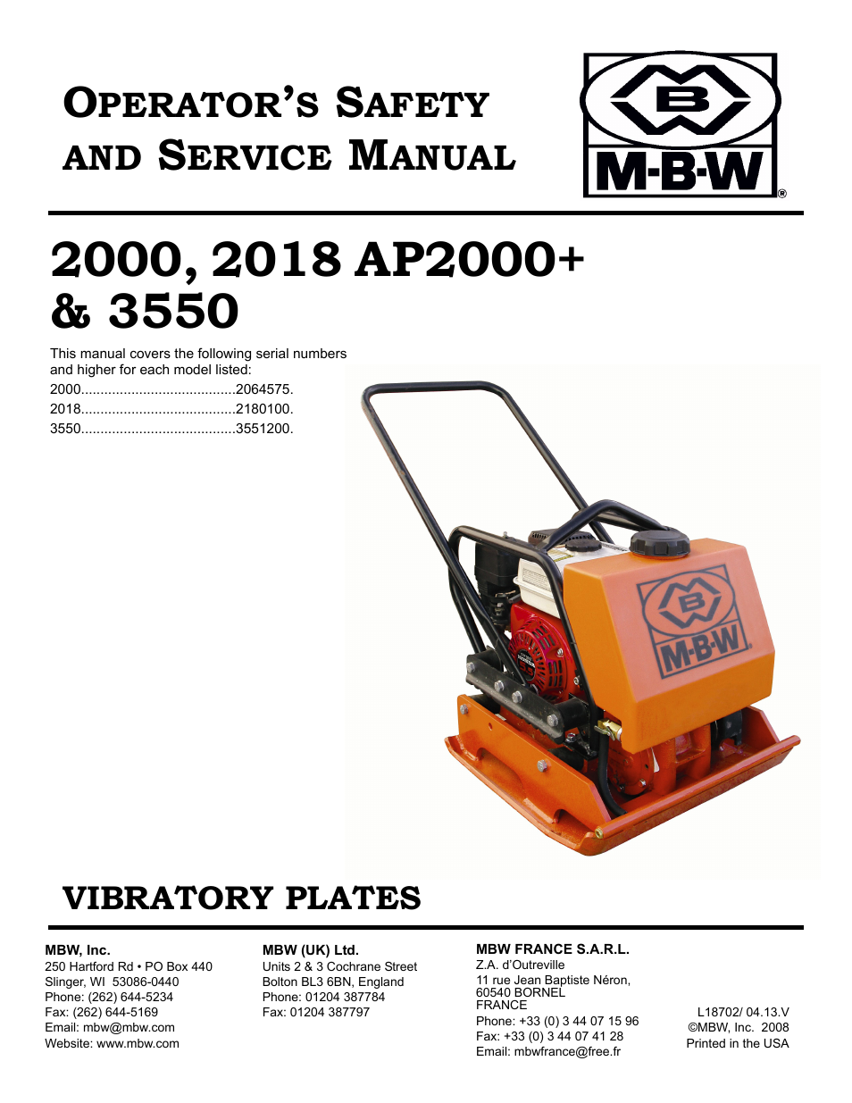 MBW 3550 Series User Manual | 29 pages