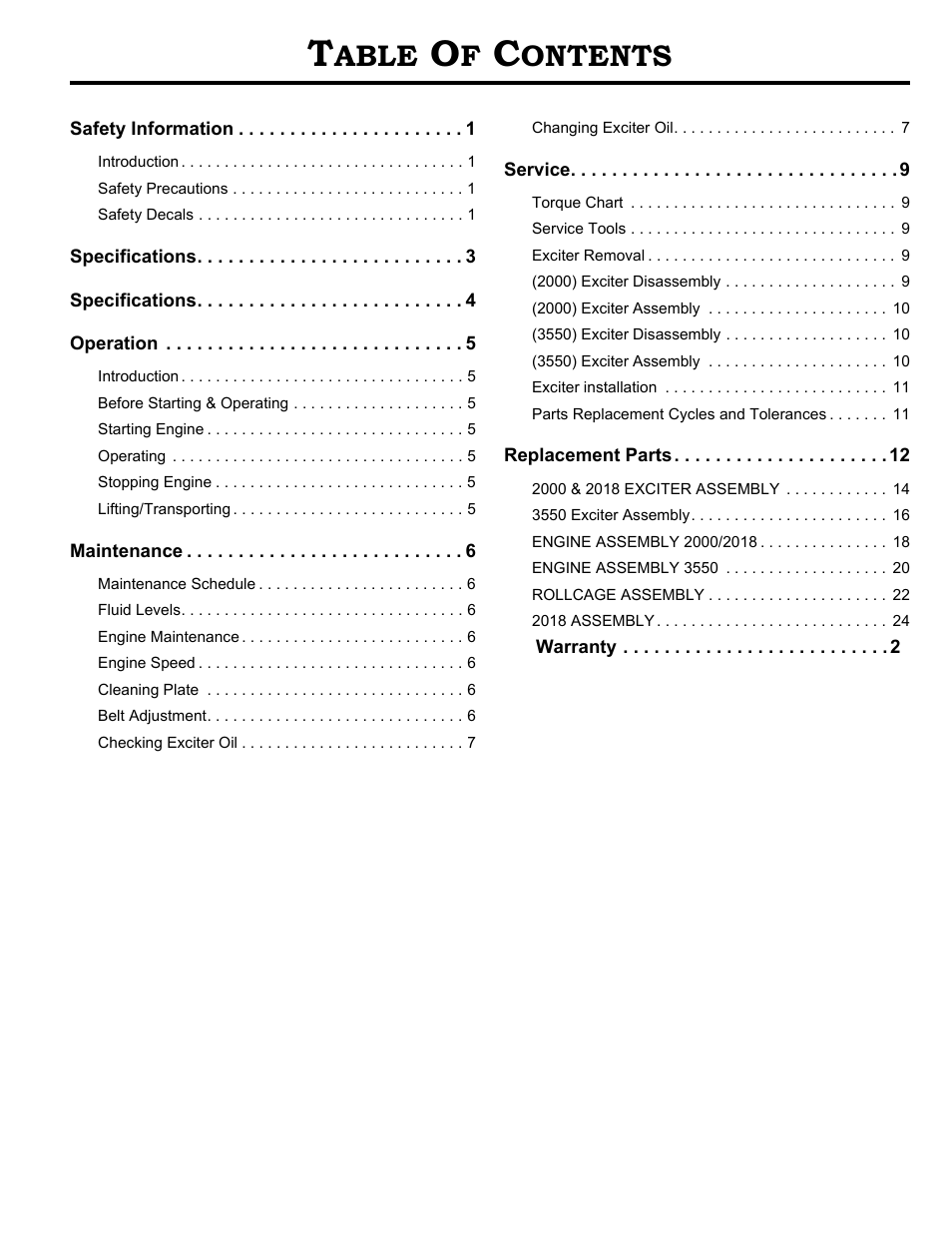 Able, Ontents | MBW 3550 Series User Manual | Page 2 / 29