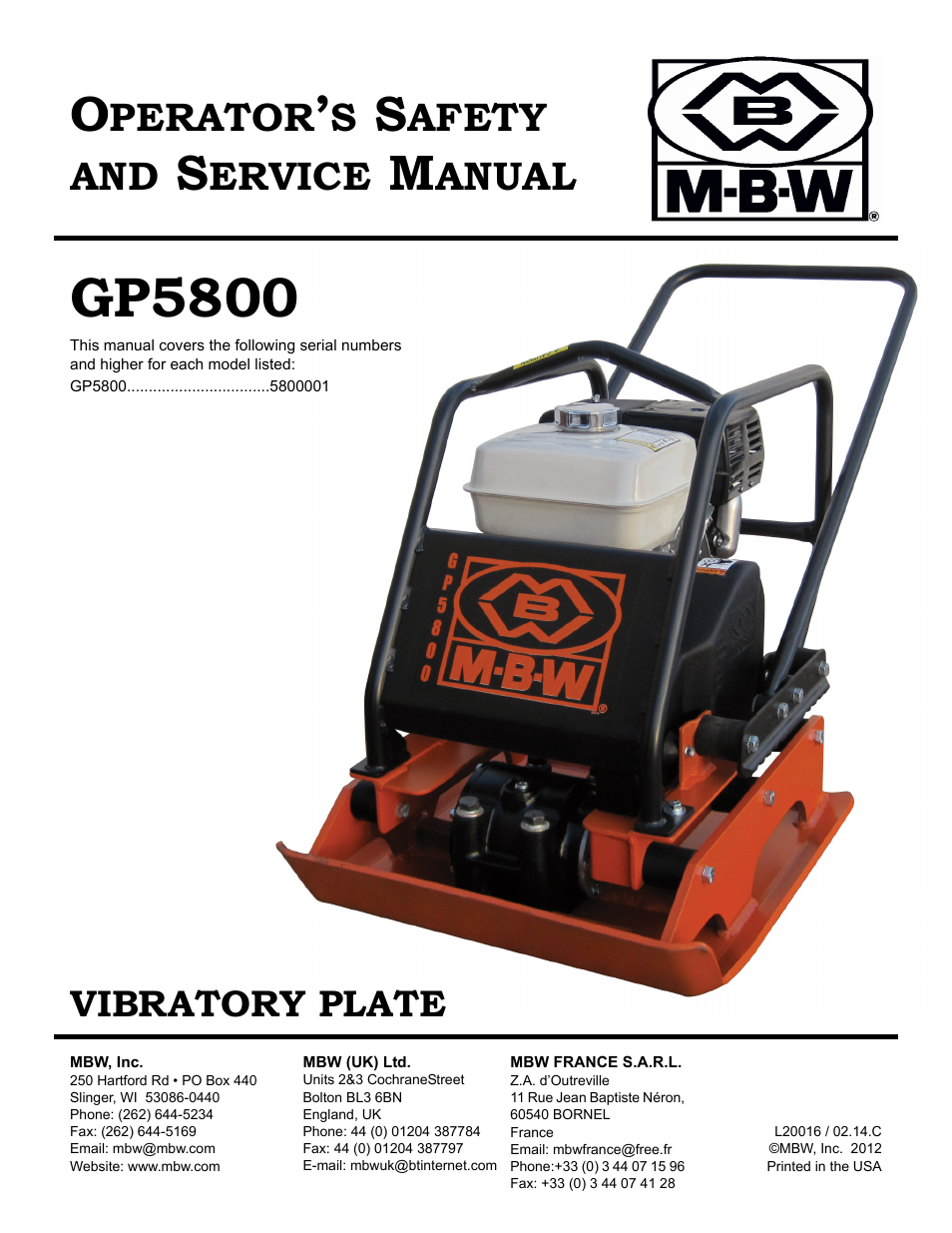 MBW 5800 Series User Manual | 21 pages