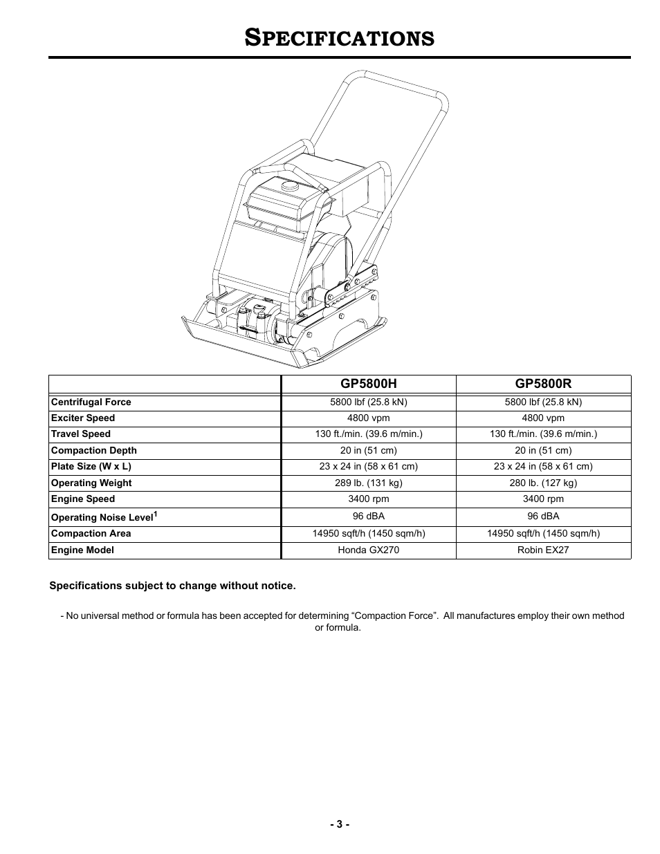 Specifications, Pecifications | MBW 5800 Series User Manual | Page 6 / 21