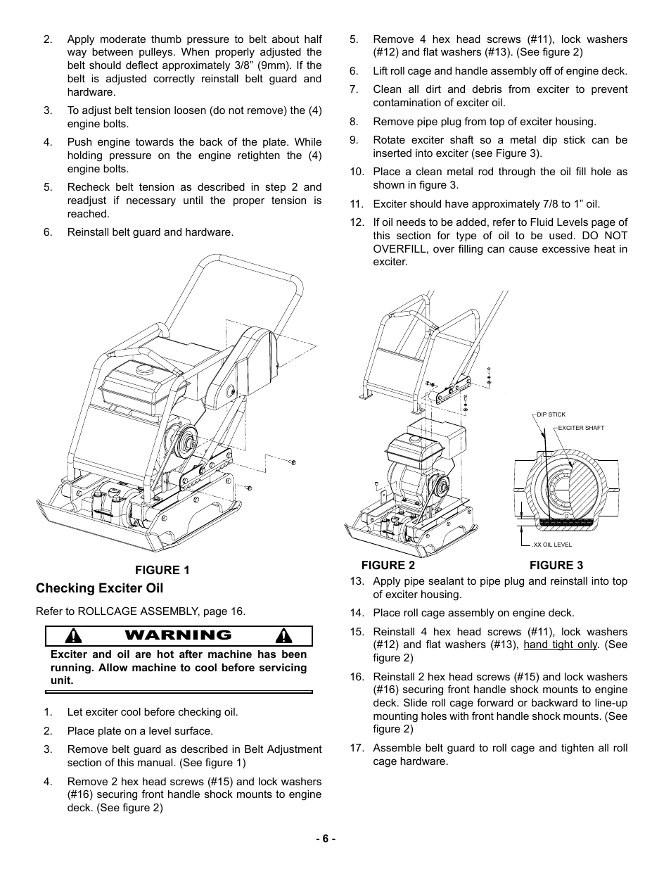 Checking exciter oil | MBW 5800 Series User Manual | Page 9 / 21