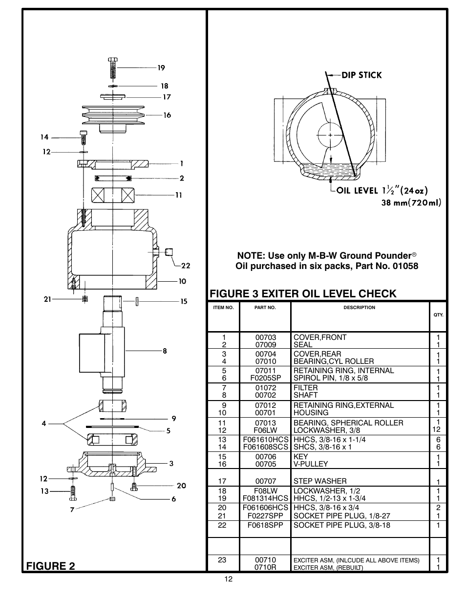 Figure 2 figure 3 exiter oil level check | MBW 7000 Series User Manual | Page 14 / 18