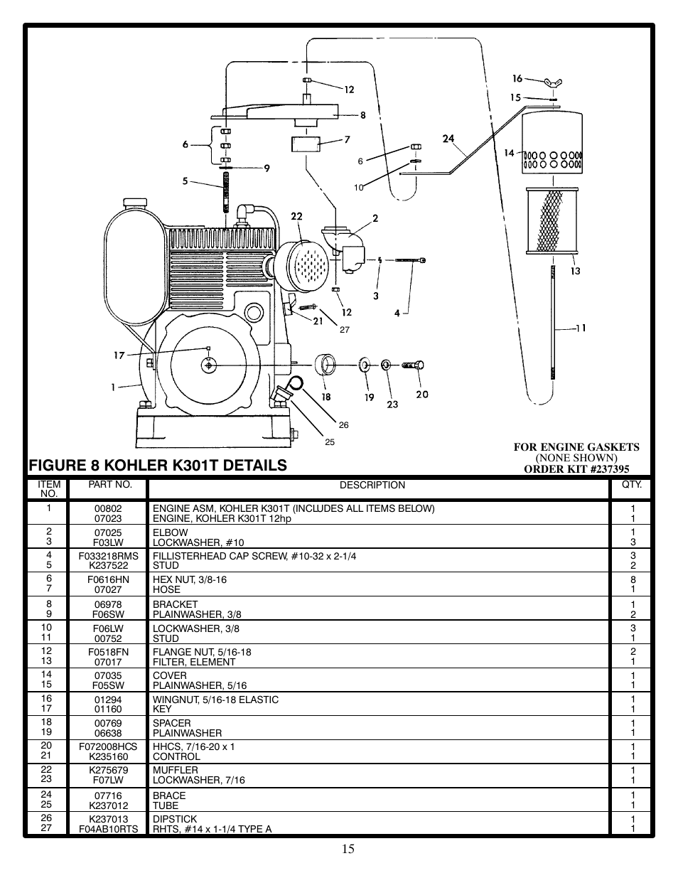 Figure 8 kohler k301t details | MBW 7000 Series User Manual | Page 17 / 18
