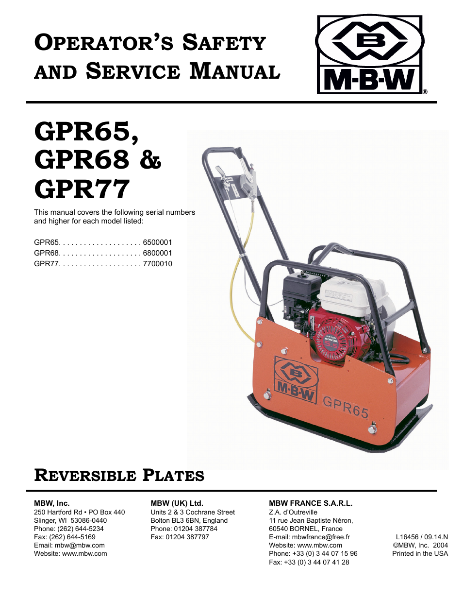 MBW GPR77 User Manual | 33 pages