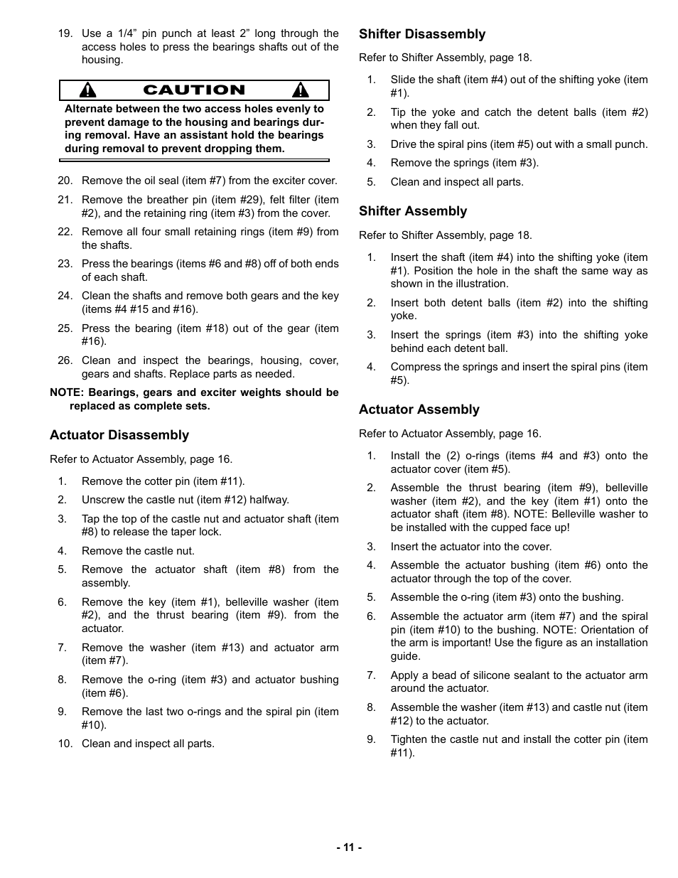 Actuator disassembly, Shifter disassembly, Shifter assembly | Actuator assembly | MBW GPR77 User Manual | Page 14 / 33