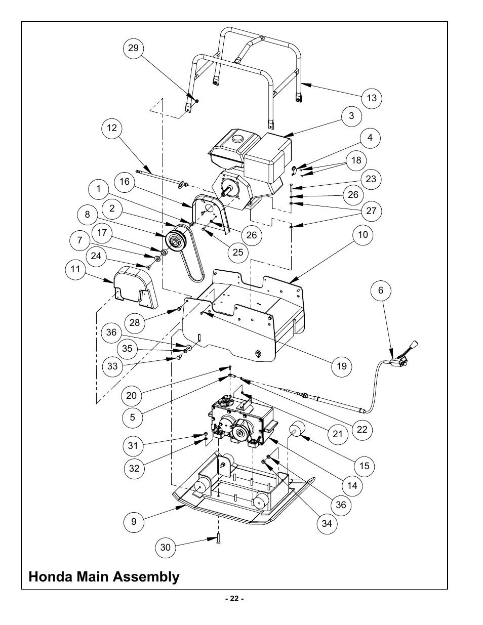 Honda main assembly | MBW GPR77 User Manual | Page 25 / 33