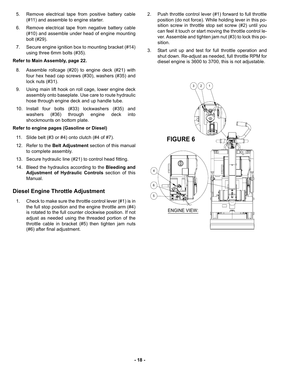 Diesel engine throttle adjustment, Figure 6 | MBW GPR135 User Manual | Page 21 / 41