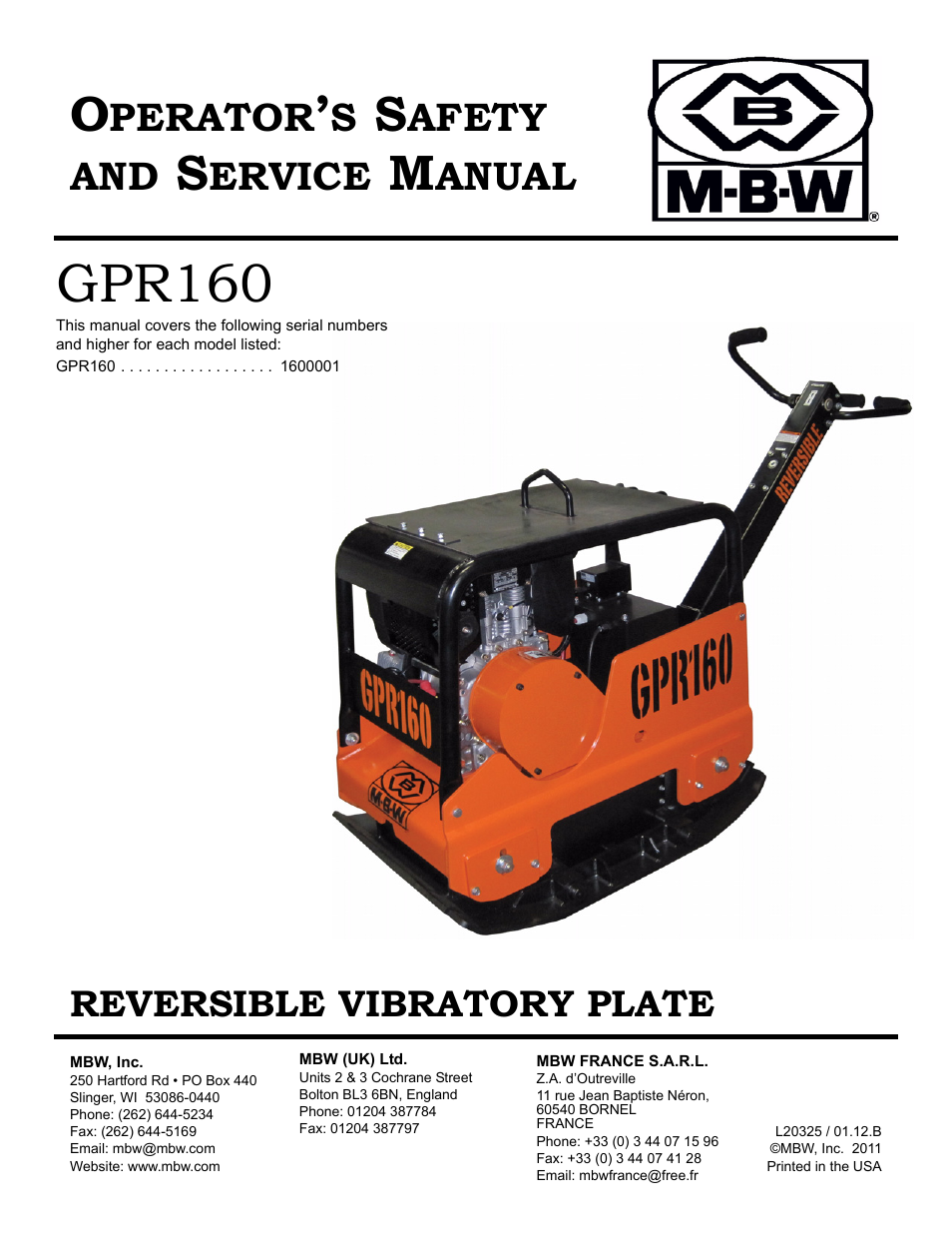 MBW GPR160 User Manual | 37 pages