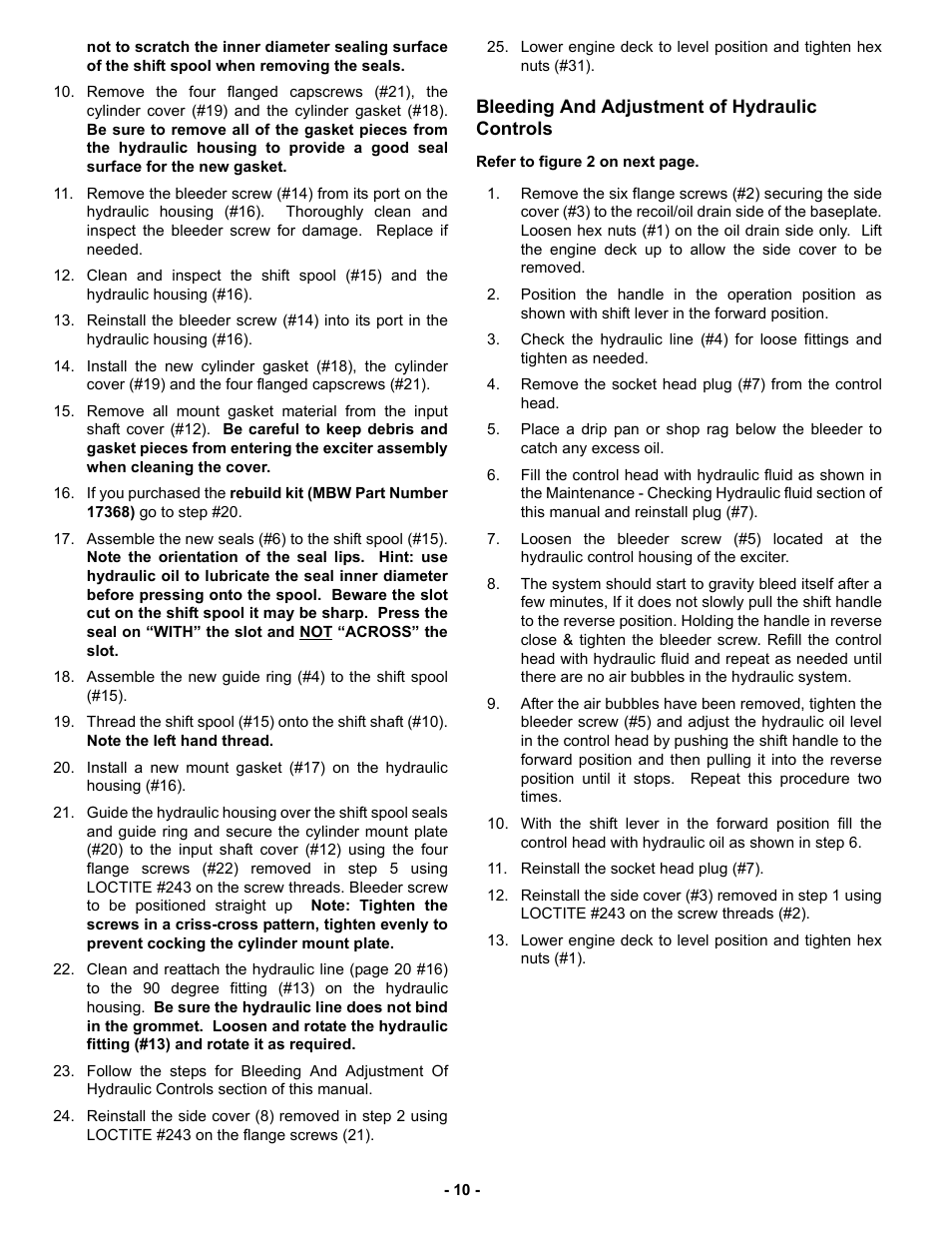Bleeding and adjustment of hydraulic controls | MBW GPR160 User Manual | Page 13 / 37