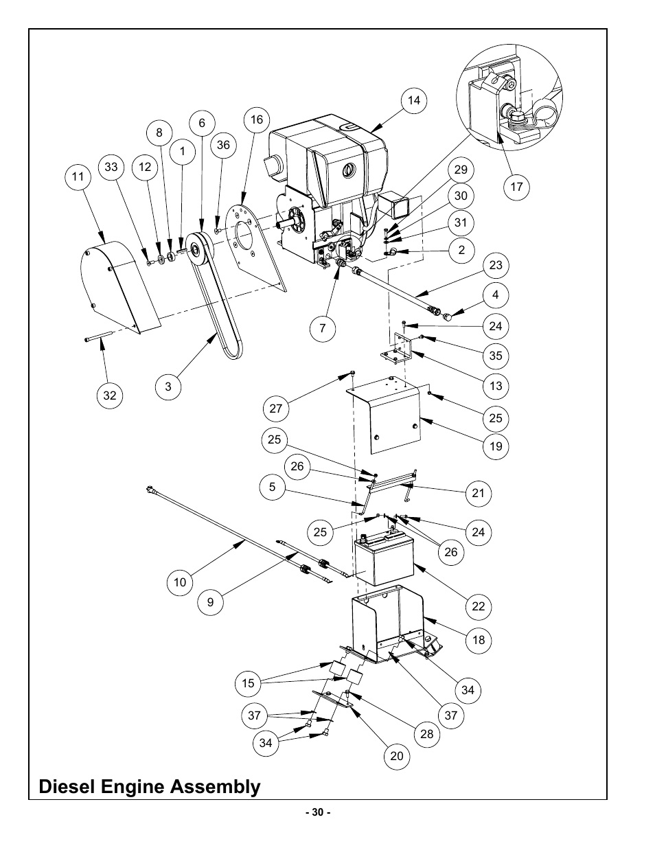 Diesel engine assembly | MBW GPR160 User Manual | Page 33 / 37